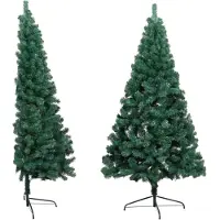vidaXL - Künstlicher Weihnachtsbaum - mit - Ständer - halb - 180 - cm - PVC - grün