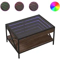 vidaXL Couchtisch mit Infinity-LED Braun Eichen-Optik 70x50x38 cm