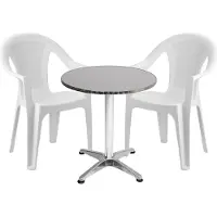 Mojawo Bistrogarnitur 3-teilig Aluminium - Kunststoff Weiß