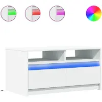 vidaXL LED-Couchtisch Weiß Holzwerkstoff
