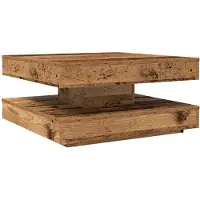 vidaXL Couchtisch 360-Grad Drehbar Altholz-Optik 70x70x34,5 cm