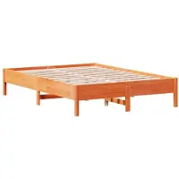 vidaXL Massivholzbett ohne Matratze Wachsbraun 160x200 Kiefernholz