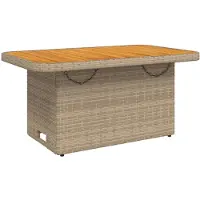 vidaXL Gartentisch Beige 90x55x71 cm Poly Rattan und Akazienholz