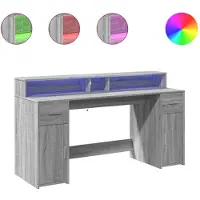 vidaXL LED-Schreibtisch Grau Sonoma 160x55x91 cm Holzwerkstoff