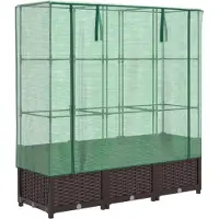 vidaXL Hochbeet mit Gewächshaus-Aufsatz Rattan-Optik 120x40x138 cm