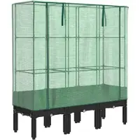 vidaXL Hochbeet mit Gewächshaus-Aufsatz Rattan-Optik 120x40x140 cm