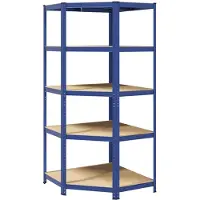 vidaXL Eckregal mit 5 Böden Blau Stahl & Holzwerkstoff