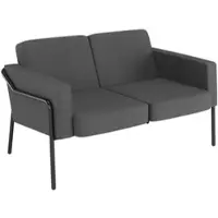 Meet by Paperflow Zweisitzer Sofa MEDSO Klassik, gepolstert, Sitzfläche austauschbar, B 1040 x T 515 x H 410 mm, Stoff und Stahl, anthrazit/mattschwarz