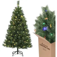 Salcar 120 cm Künstlicher Weihnachtsbaum mit Beleuchtung, 2 Lichtfarben (Warmweiß/Bunt), LED Tannenbaum inkl. Fernbedienung