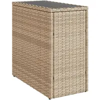 vidaXL Garten-Beistelltisch Glasplatte Beige 58x27,5x55 cm Poly Rattan