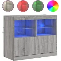 vidaXL Sideboard mit LED-Leuchten Grau Sonoma 81x37x67 cm