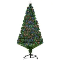 BellaFurn Künstlicher Weihnachtsbaum mit LED-Faseroptik, grün, 150 cm | Farbe: Grün | Abmessungen: 75x75x150 cm