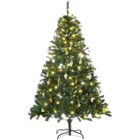 BellaFurn Künstlicher Weihnachtsbaum 180 cm mit 200 LEDs und Weihnachtskugeln | Farbe: Grün | Abmessungen: 112x112x180 cm