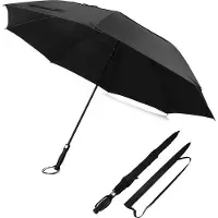 Famanu XXXL Regenschirm Schwarz, sturmsicher, ergonomischer Griff, ohne Aufdruck