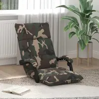 Markenlos Verstellbarer olivgrüner Fußsessel aus Stoff, 58 x 66 x 80 cm, gepolstert mit mehrfach verstellbarer Rückenlehne, klappbar und ergonomisch für Wohnzimmer, Schlafzimmer, Meditation, Yoga und Lesen