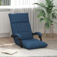 Markenlos Blauer, gepolsterter Fußsessel aus Stoff mit mehrfach verstellbarer Rückenlehne, 58 x 66 x 80 cm, faltbar, für Wohnzimmer, Schlafzimmer, Meditation und Videospiele