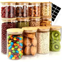 Markenlos Vorratsbehälter Set 12 Stück mit Deckel - 4 x 800 ml, 4 x 550 ml, 4 x 300 ml