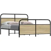 vidaXL Metallbett ohne Matratze Sonoma-Eiche 150x200 cm