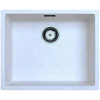 Pure.Sink Sand Weiß Creme Spülbecken 50x40 cm Unterbau, Aufsatz und Flacheinbau mit Gun Metal Stöpsel 1208970544