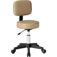 HOMCOM Salon Stool Kunstleder Schaumstoff Ø35 x 72-84H cm Braun