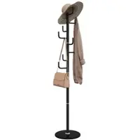 Helloshop26 - Praktischer Standgarderobe 183 x 37 x 37 cm 8 Haken stabil modern aus schwarzem Eisen