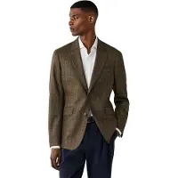 Hackett für Herren. HM4400213 Braune, grünlich getönte Cash-Tattersall-Jacke (42/32), Lässig, Wolle, Klassisch
