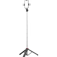 Hurtel Selfie stick WC13YDS telescopic tripod 1.3m with double lamp and phone holder - black