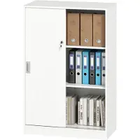Helloshop26 Büroschrank mit 2 Schiebetüren 80 x 40 x 120 cm abschließbar moderner Stauraum