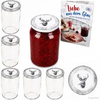 MamboCat 6er Set Rundglas 720 ml To 82 Alois Hirsch Deckel incl. Diamant Gelierzauber Rezeptheft