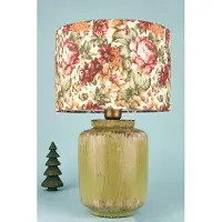 Opviq , Hochwertige Tischlampe, Keramikkörper mit Samtoberteil, Ø30 h:20 cm, Höhe: 46 cm, Kabel: 150 cm, E27 Fassung, max. 40 W, IP20, grün, traditionelles, rustikales Design.