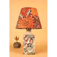 Opviq , Hochwertige Tischlampe mit Keramikkörper, Ø25 h:18 cm, Höhe: 41 cm, Kabel: 150 cm, E27 Fassung, max. 40 W, IP20, Orange, Ethno-Rustikal, ideal für modernes Wohnen.