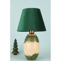 Opviq , Hochwertige Tischlampe mit Keramikkörper, Samtoberteil, Ø25 h:20 cm, Höhe: 44 cm, Kabel: 150 cm, E27 Fassung, Max 40 W, IP20, Grün | Perfekt für modernes Wohnen.