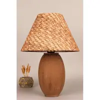 Opviq , Hochwertige Tischlampe mit Keramikkörper, Samtoberteil, Ø30 h:19 cm, Höhe: 41 cm, E27 Fassung, max. 40 W, IP20, rustikale braune Farbe – ideal für modernes Wohnen.