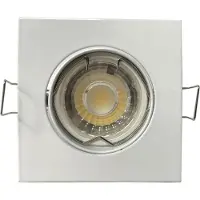 Silamp Kit mit 10 LED-Spots, GU10, eckig, weiß, schwenkbar, inklusive LED-Leuchtmittel 8W – Kaltweiß, 6000K - 8000K