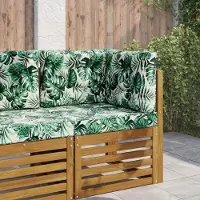 vidaXL Sofakissen für draußen （3 pcs）- CLORIS - Blattmuster Polyester - Gartenmöbelauflagen C1688
