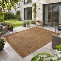 Teppium Carpetsale24 Outdoor Teppich Braun 120x160 cm Balkon Terrasse Garten Wetterfest UV-beständig Mittel Einfarbig Flachgewebe Pflegeleicht Robust