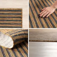 Teppium Carpetsale24 Outdoor Teppich Schwarz Natur Jute Optik Rund 200 cm Balkon Terrasse Garten Wetterfest UV-beständig Groß XL Boho Design Flachgewebe