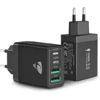 Honeywell 2-Pack USB C Ladegerät, 4-Port Adapter Mehrfach Ladegerät mit USB-C und USB-A, 40W Schnellladegerät PD 3.0 Charger Power Netzteil für iPhone 15 Pro