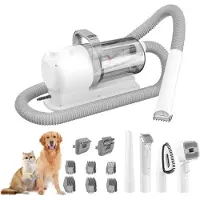 Dopwii Hund Pflege Set 6 in 1 mit Schermaschine & Fellbürsten, leiser Tierhaar Staubsauger für stressfreie Haustier Fellpflege zuhause