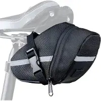 Benza Ibenzoa Satteltasche 600D Polyester – Unter-Sattel Tasche 20×8×6 cm, Schwarz, Klettverschluss, 2 Fächer, spritzwassergeschützt & reflektierend für MTB, Rennrad & E‑Bike
