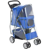 BellaFurn Hundekinderwagen für kleine Hunde und Katzen bis 10 kg | Farbe: Blau | Abmessungen: 44x77x102 cm