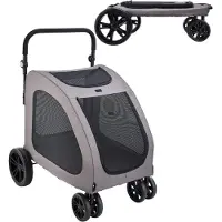 Vevor Hundebuggy 79x91x113 cm, Hundewagen 4 Räder mit Bremsen, Hundetrolley, Hundetrolley bis 73 kg Tragkraft, atmungsaktive Netzfenster, einstellbare Höhe