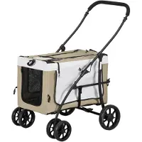 BellaFurn Zusammenklappbarer Hundekinderwagen für Hunde und Katzen | Farbe: Braun | Abmessungen: 58x81x97,5 cm