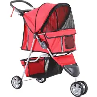 BellaFurn Hundebuggy für Hunde und Katzen | Farbe: Rot | Abmessungen: 17,72 x 29,53 x 38,19 cm