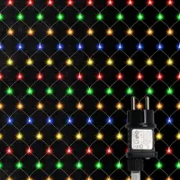 Peviasot LED Lichternetz Lichterkette 2x2 m 200 LEDs Mesh Weihnachtsbeleuchtung Strom Büsche Garten Baum Zimmer Balkon Party Deko Bunt