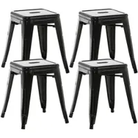DELUKE Hocker FULDA 4er Set 40x40x46cm Metall Schwarz Küchenhocker Esszimmerhocker Stapelhocker