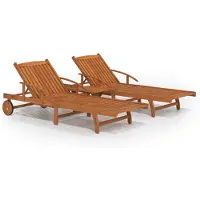 vidaXL Sonnenliegen 2 Stk. mit Tisch Massivholz Akazie