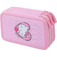 Baagl 3 Fach Federmäppchen Schulmäppchen - Hello Kitty Sweet Leopard