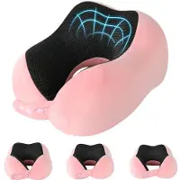 OEM Reise-Kopfhalskissen für Erwachsene, ergonomisch, einstellbar, compact, für Flug, Memoryschwamm, rote Farbe, für Erwachsene, 18 cm x 12 cm