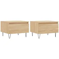 vidaXL Couchtische 2 Stk. Sonoma-Eiche 50x46x35 cm Holzwerkstoff